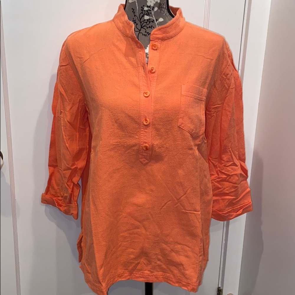 Appleseed’s Coral Button Pull Over Top